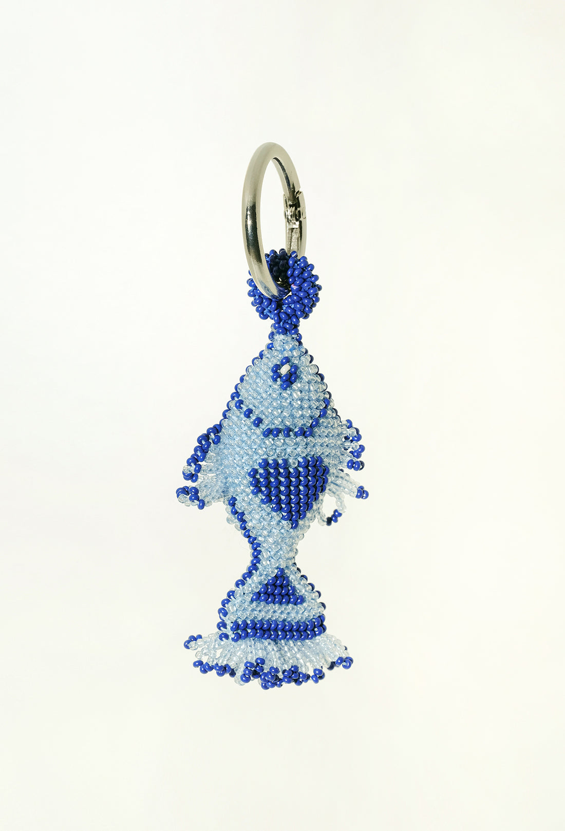 Blue Mackarel fish keychain handmade by Syrian refugee women in Istanbul, Turkey