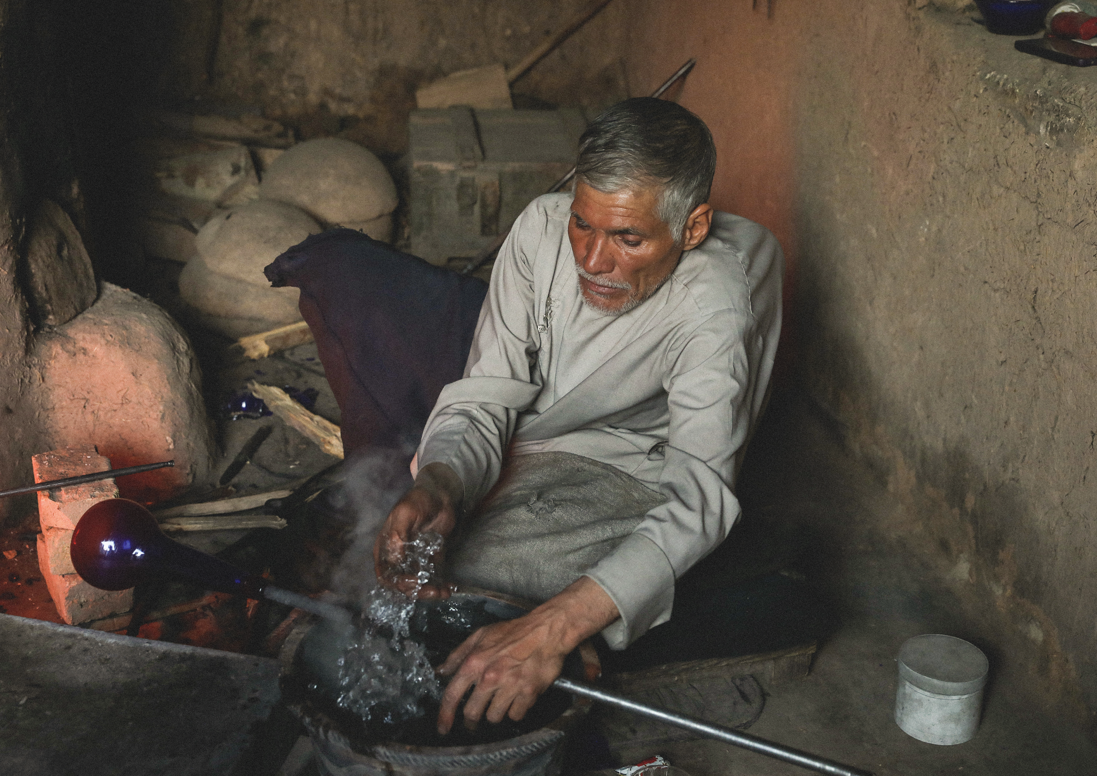 Aqua Herati glass I Afghanistan Herat